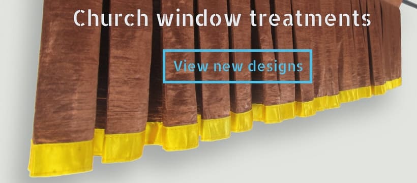 brown color box pleated church window valance