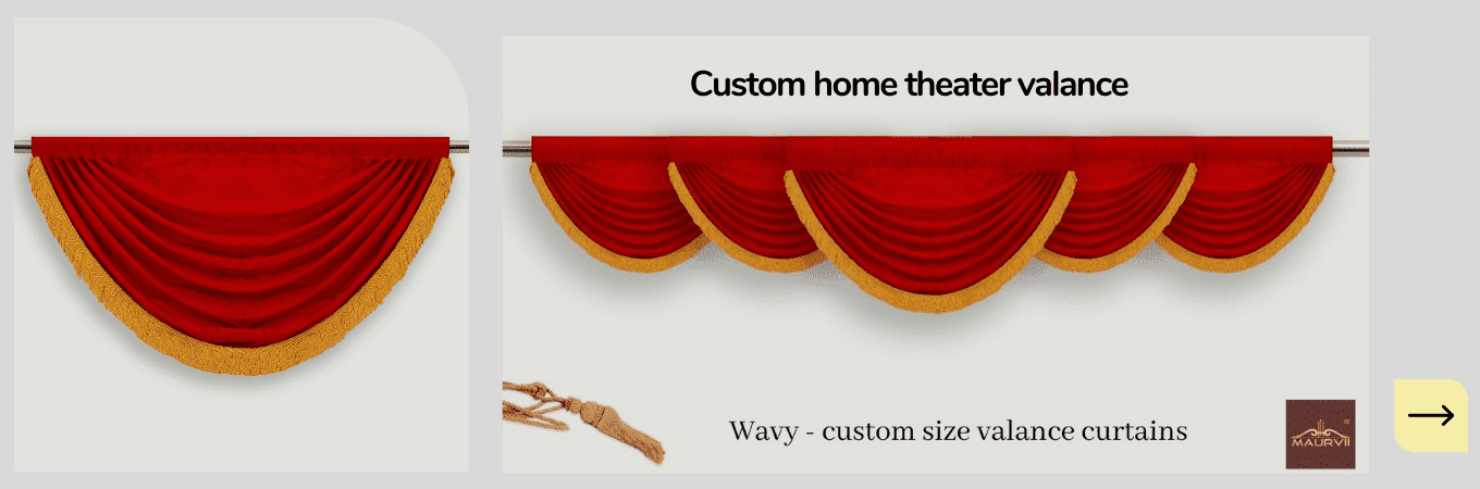 custom made home theater valance in burgundy color