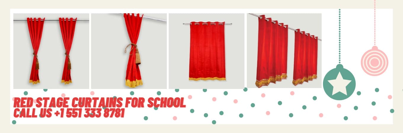 Red velvet curtains in soft fabric