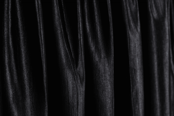 black curtain with triple pleat look