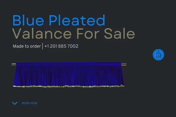 Blue color stage curtains with fringe
