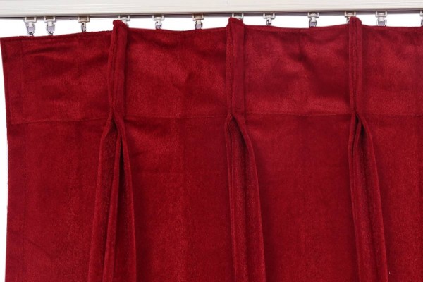 Triple pleated church curtain in burgundy color