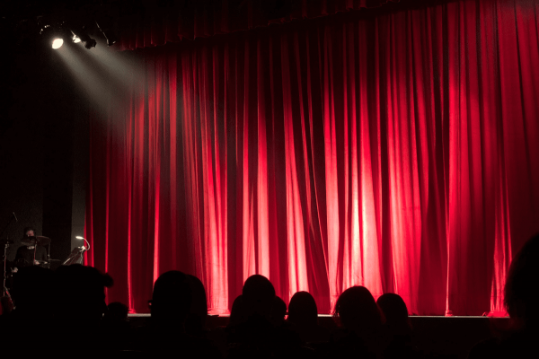 Red color stage curtains for audotorium