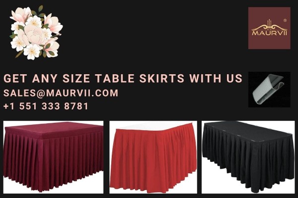 Velcro attached branded table skirts