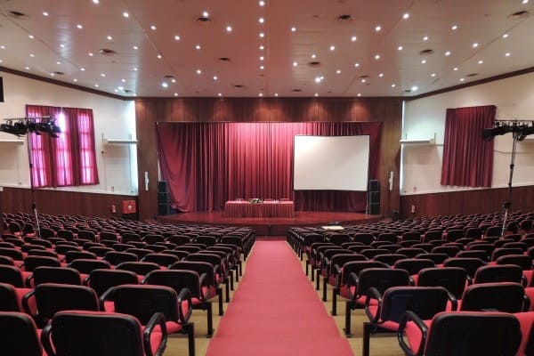 stage backdrop for church with table skirt