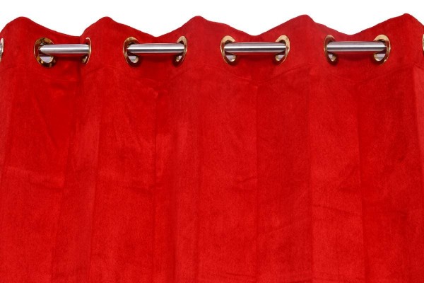 velvet curtains in red color