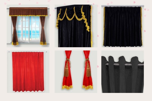 Burgundy velvet stage curtains with golden fringe