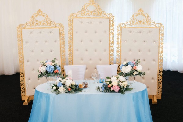 ocean blue fabric covered upon table