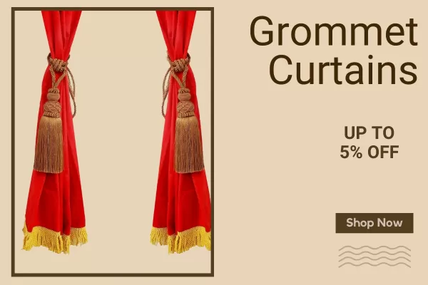 red grommet curtain are hanged with 4 inch curtain rod