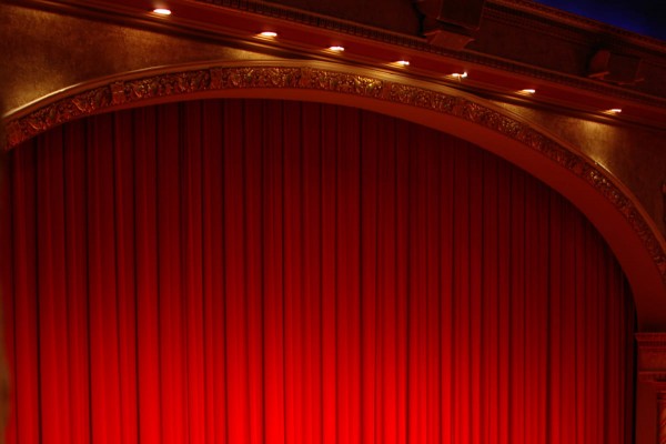 hanged stage curtains in audotoriam
