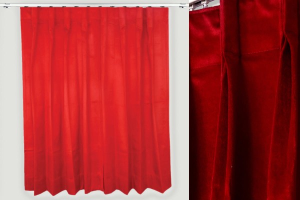Triple pleated burgundy color velvet curtain