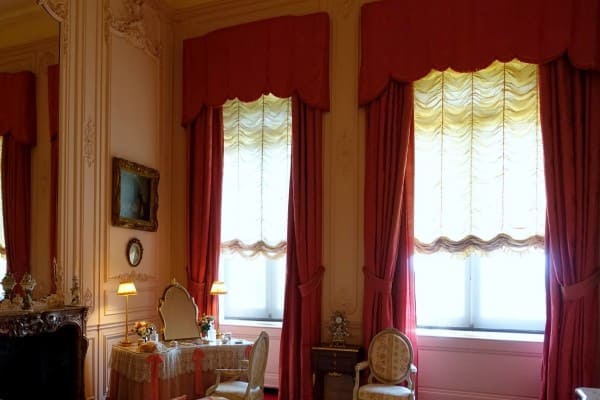 Burgundy colour valance for window